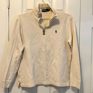 Mens Polo Ralph Lauren cream quarter zip pullover, size Medium